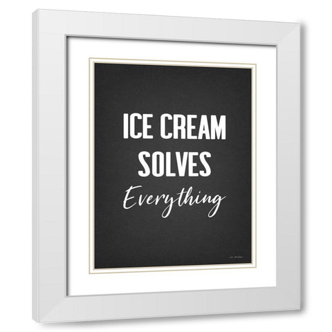 Ice Cream Solves Everything White Modern Wood Framed Art Print with Double Matting by Seven Trees Design