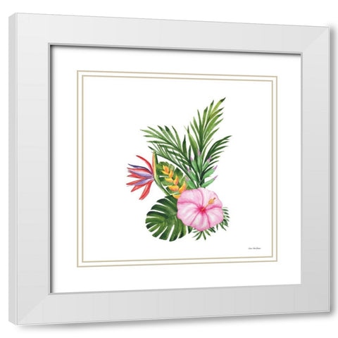 Tropical Bouquet White Modern Wood Framed Art Print with Double Matting by Seven Trees Design