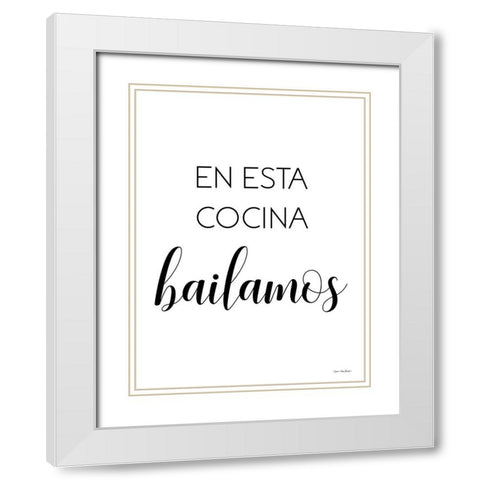 Spanish This Kitchen We Dance White Modern Wood Framed Art Print with Double Matting by Stellar Design Studio