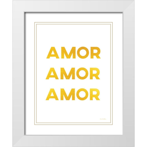 Spanish Love Love Love White Modern Wood Framed Art Print with Double Matting by Stellar Design Studio