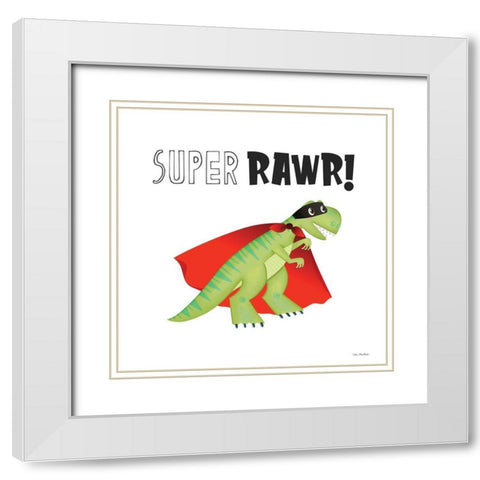 Super Rawr! White Modern Wood Framed Art Print with Double Matting by Seven Trees Design