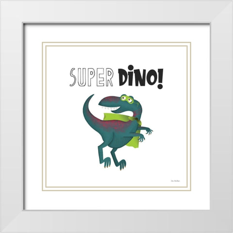 Super Dino White Modern Wood Framed Art Print with Double Matting by Seven Trees Design