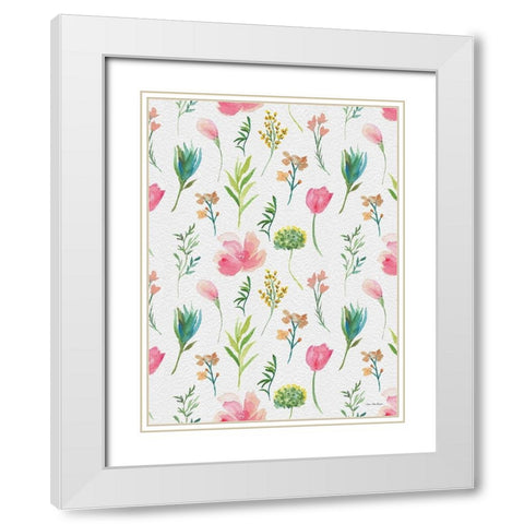 Happy Flora White Modern Wood Framed Art Print with Double Matting by Seven Trees Design