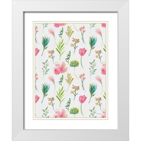Happy Flora White Modern Wood Framed Art Print with Double Matting by Seven Trees Design