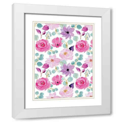Sweet Flora White Modern Wood Framed Art Print with Double Matting by Seven Trees Design