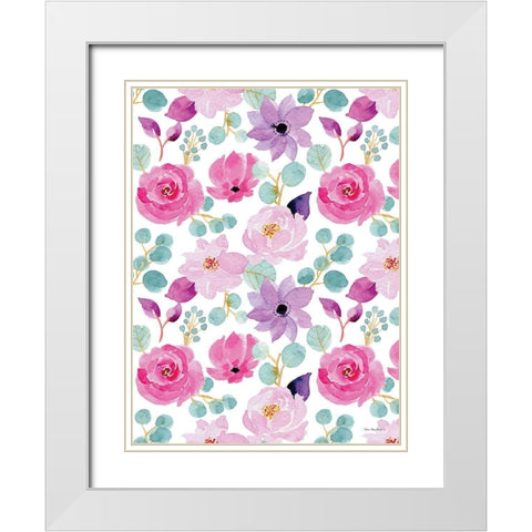 Sweet Flora White Modern Wood Framed Art Print with Double Matting by Seven Trees Design