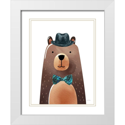 Mr. Bear White Modern Wood Framed Art Print with Double Matting by Stellar Design Studio