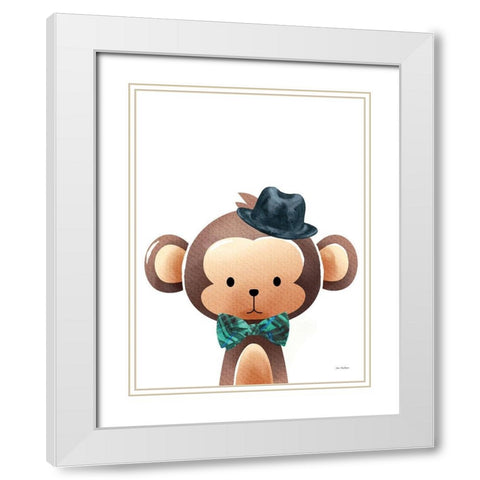 Mr. Monkey White Modern Wood Framed Art Print with Double Matting by Stellar Design Studio