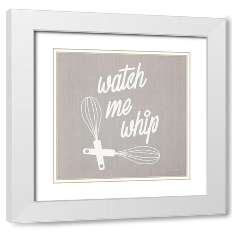 Watch Me Whip White Modern Wood Framed Art Print with Double Matting by Stellar Design Studio