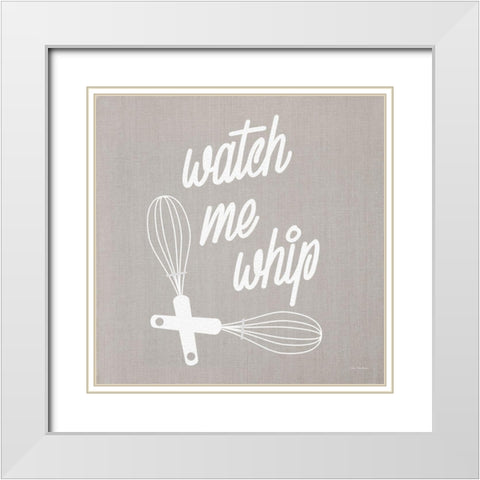 Watch Me Whip White Modern Wood Framed Art Print with Double Matting by Stellar Design Studio