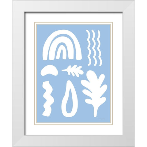 Happy Shapes White Modern Wood Framed Art Print with Double Matting by Seven Trees Design