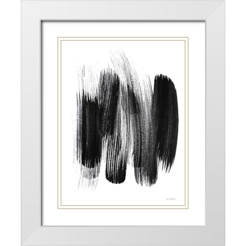 Black Strokes White Modern Wood Framed Art Print with Double Matting by Seven Trees Design