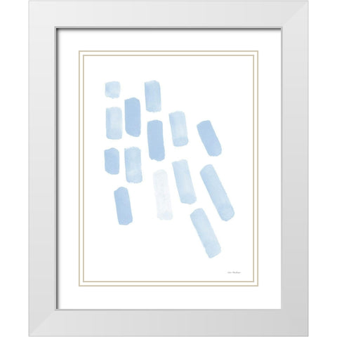 Blue Strokes White Modern Wood Framed Art Print with Double Matting by Seven Trees Design