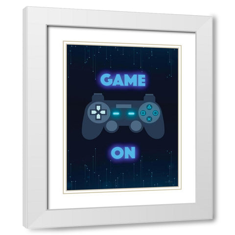 Game On     White Modern Wood Framed Art Print with Double Matting by Seven Trees Design