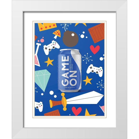 Game On Energy Drink White Modern Wood Framed Art Print with Double Matting by Seven Trees Design
