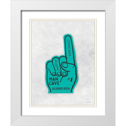 Man Cave Foam Hand White Modern Wood Framed Art Print with Double Matting by Seven Trees Design