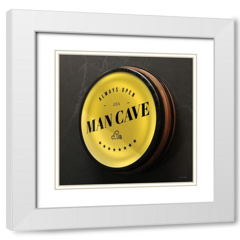 Man Cave Sign White Modern Wood Framed Art Print with Double Matting by Seven Trees Design