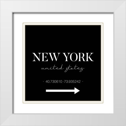 New York Sign    White Modern Wood Framed Art Print with Double Matting by Seven Trees Design
