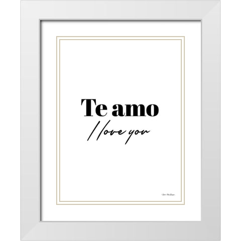 I Love You in Spanish White Modern Wood Framed Art Print with Double Matting by Seven Trees Design
