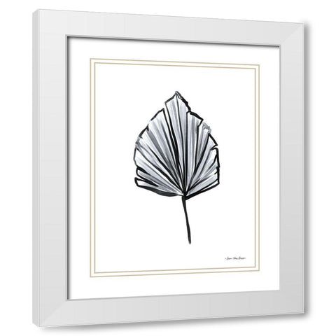 Black Watercolor Leaf White Modern Wood Framed Art Print with Double Matting by Seven Trees Design