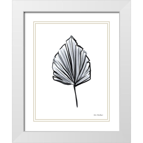 Black Watercolor Leaf White Modern Wood Framed Art Print with Double Matting by Seven Trees Design