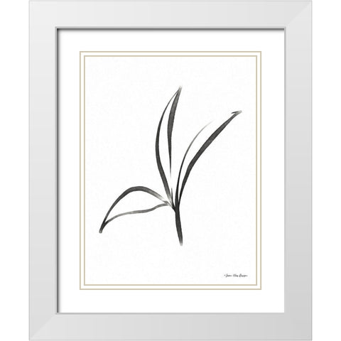 Black Botanical Watercolor White Modern Wood Framed Art Print with Double Matting by Seven Trees Design