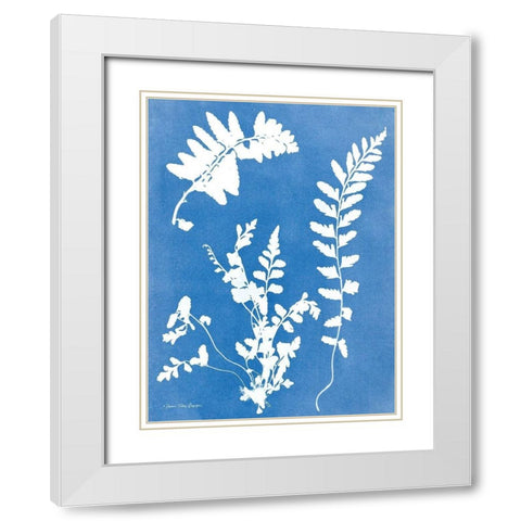 Blue Botanical II White Modern Wood Framed Art Print with Double Matting by Seven Trees Design