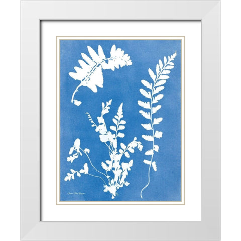 Blue Botanical II White Modern Wood Framed Art Print with Double Matting by Seven Trees Design