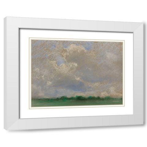 The Abstract Horizon White Modern Wood Framed Art Print with Double Matting by Seven Trees Design