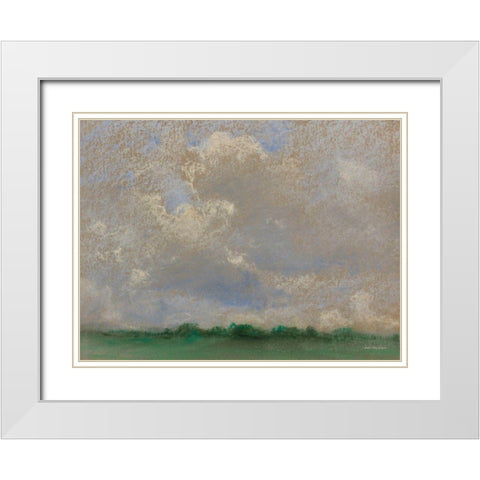 The Abstract Horizon White Modern Wood Framed Art Print with Double Matting by Seven Trees Design