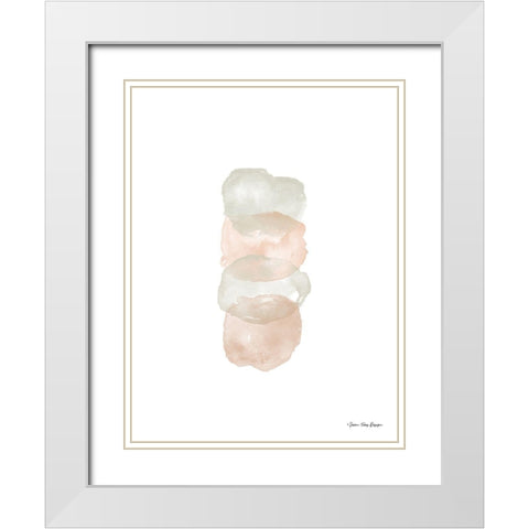 Watercolor Abstract Circles White Modern Wood Framed Art Print with Double Matting by Seven Trees Design