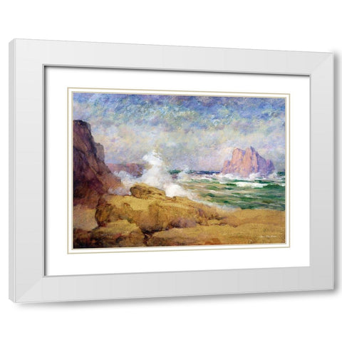 The Ocean and the Bay White Modern Wood Framed Art Print with Double Matting by Seven Trees Design