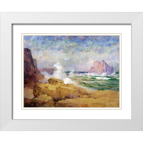The Ocean and the Bay White Modern Wood Framed Art Print with Double Matting by Seven Trees Design