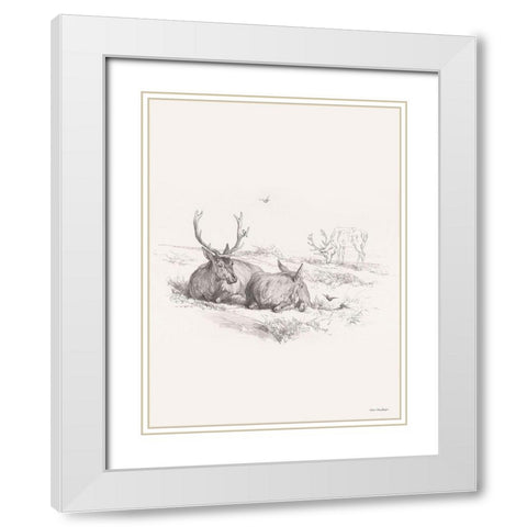 Reindeer Chilling    White Modern Wood Framed Art Print with Double Matting by Seven Trees Design