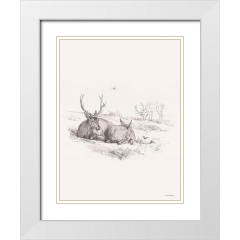 Reindeer Chilling    White Modern Wood Framed Art Print with Double Matting by Seven Trees Design