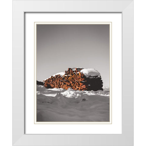 Logs in Snow    White Modern Wood Framed Art Print with Double Matting by Seven Trees Design