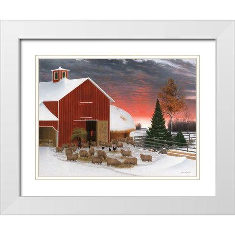 Snowy Farm    White Modern Wood Framed Art Print with Double Matting by Seven Trees Design