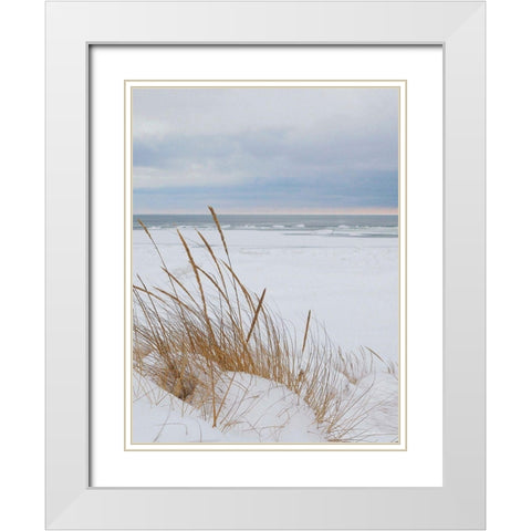 Peaceful Beach White Modern Wood Framed Art Print with Double Matting by Seven Trees Design
