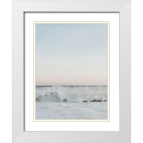 The Waves II White Modern Wood Framed Art Print with Double Matting by Seven Trees Design