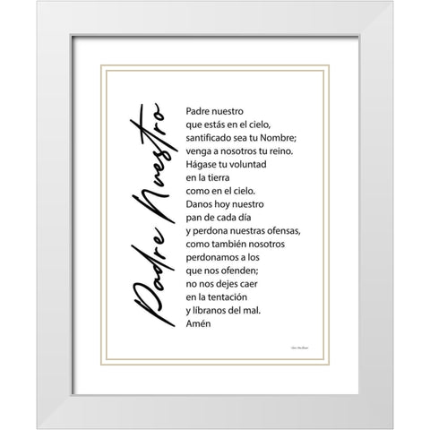 The Lords Prayer - Spanish   White Modern Wood Framed Art Print with Double Matting by Seven Trees Design