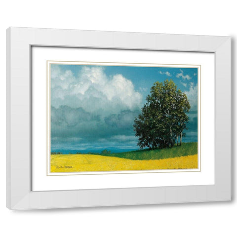 Canola Field White Modern Wood Framed Art Print with Double Matting by Gagnon, Tim