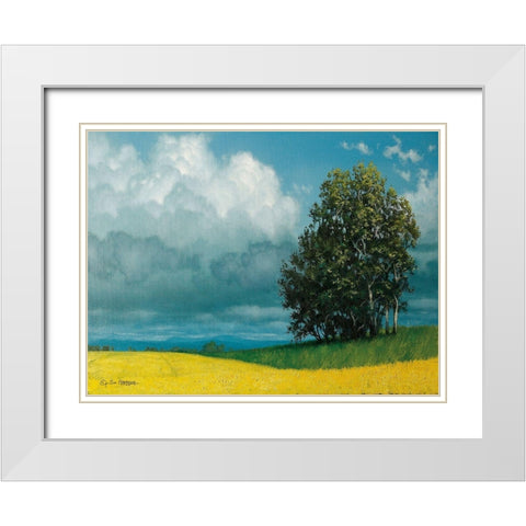 Canola Field White Modern Wood Framed Art Print with Double Matting by Gagnon, Tim