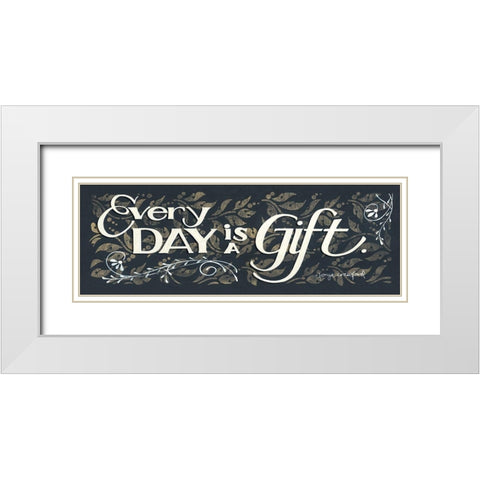 Every Day is a Gift White Modern Wood Framed Art Print with Double Matting by Crawford, Tonya