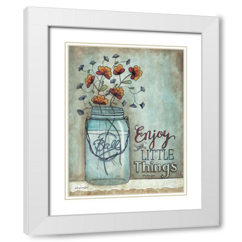 Enjoy the Little Things White Modern Wood Framed Art Print with Double Matting by Crawford, Tonya
