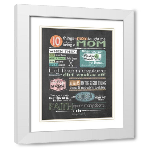 Reminders from Mom White Modern Wood Framed Art Print with Double Matting by Crawford, Tonya