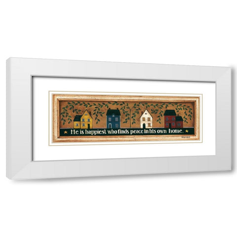 He is Happiest White Modern Wood Framed Art Print with Double Matting by Crawford, Tonya