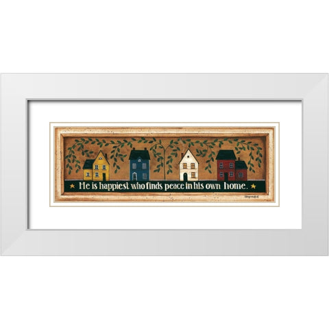 He is Happiest White Modern Wood Framed Art Print with Double Matting by Crawford, Tonya