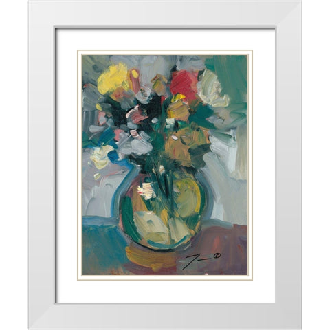 Glass Vase White Modern Wood Framed Art Print with Double Matting by Trujillo, Jose