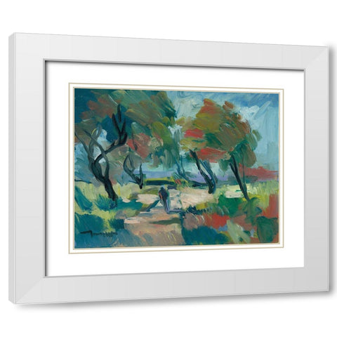 Early Walk White Modern Wood Framed Art Print with Double Matting by Trujillo, Jose