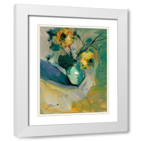 Sunflowers White Modern Wood Framed Art Print with Double Matting by Trujillo, Jose